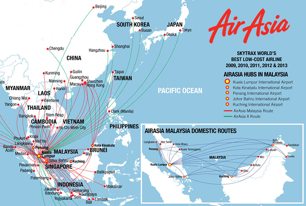 Mạng đường bay hãng air Asia